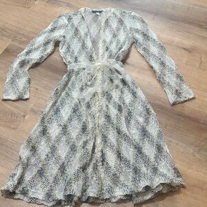 Cynthia Rowley Fishnet Snake Print Wrap Jacket Dress 8